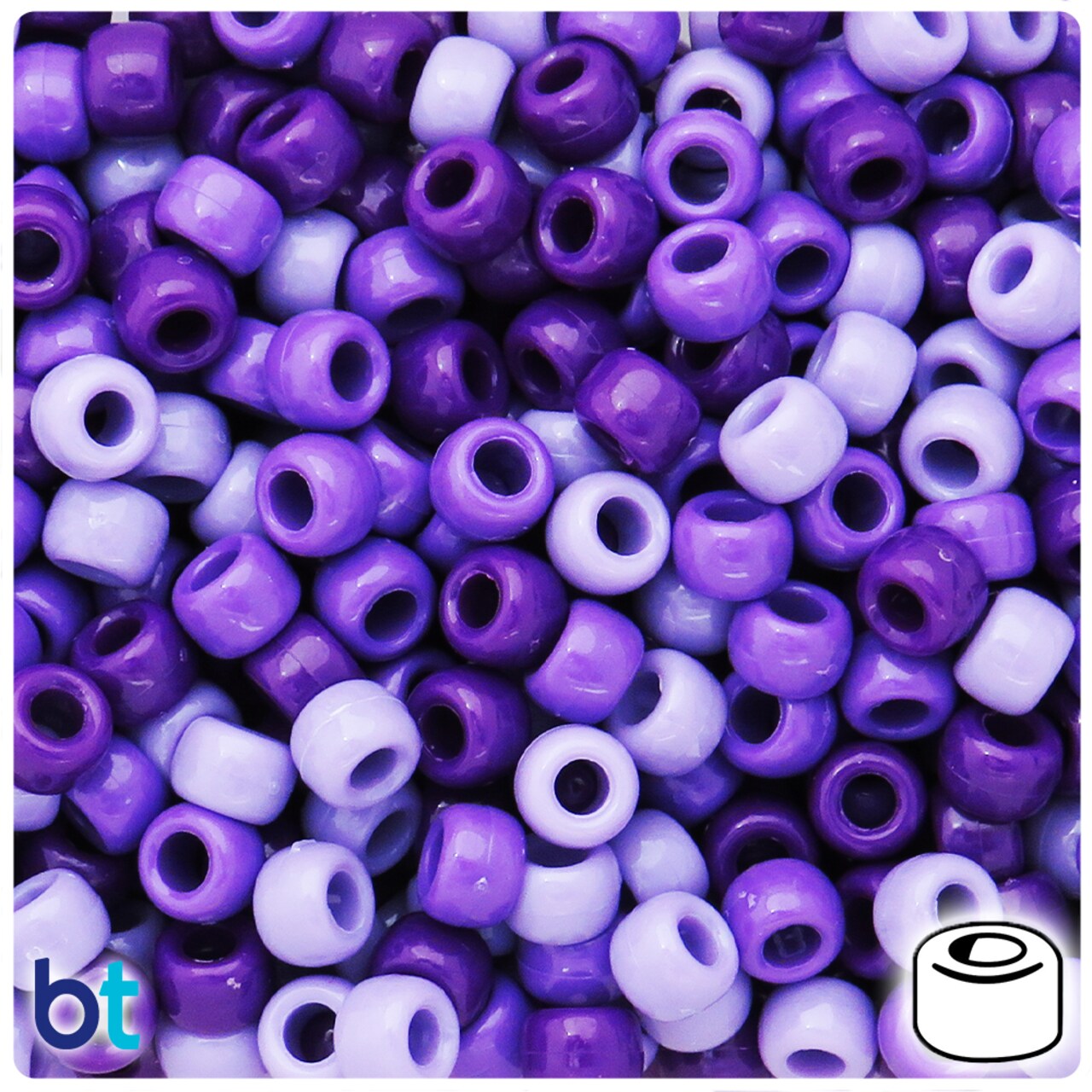 BeadTin Purple Ombre Opaque Mix 9mm Barrel Pony Beads (500pcs)